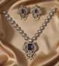 Peacock AD Diamond Jewelry Set With Drops Necklace & Earrings For Woman & Girls