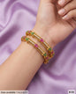 Gold-Plated Oval Geometric Bangles