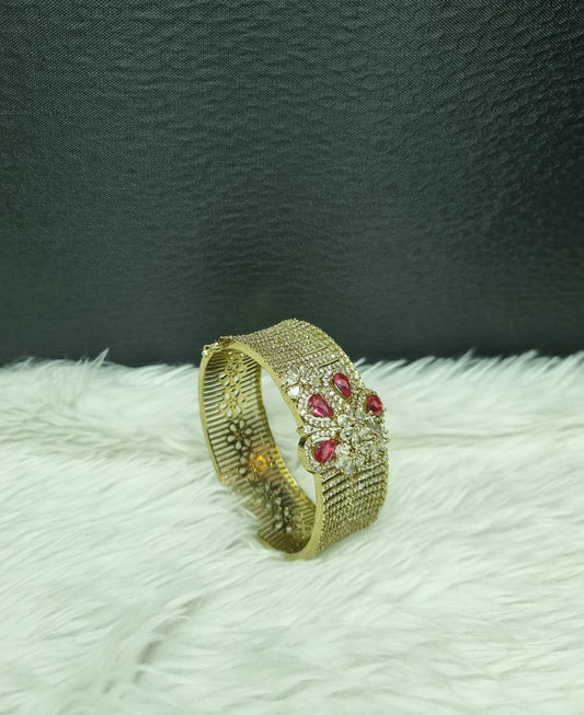 Broad Gold-Plated AD Bracelet Kada