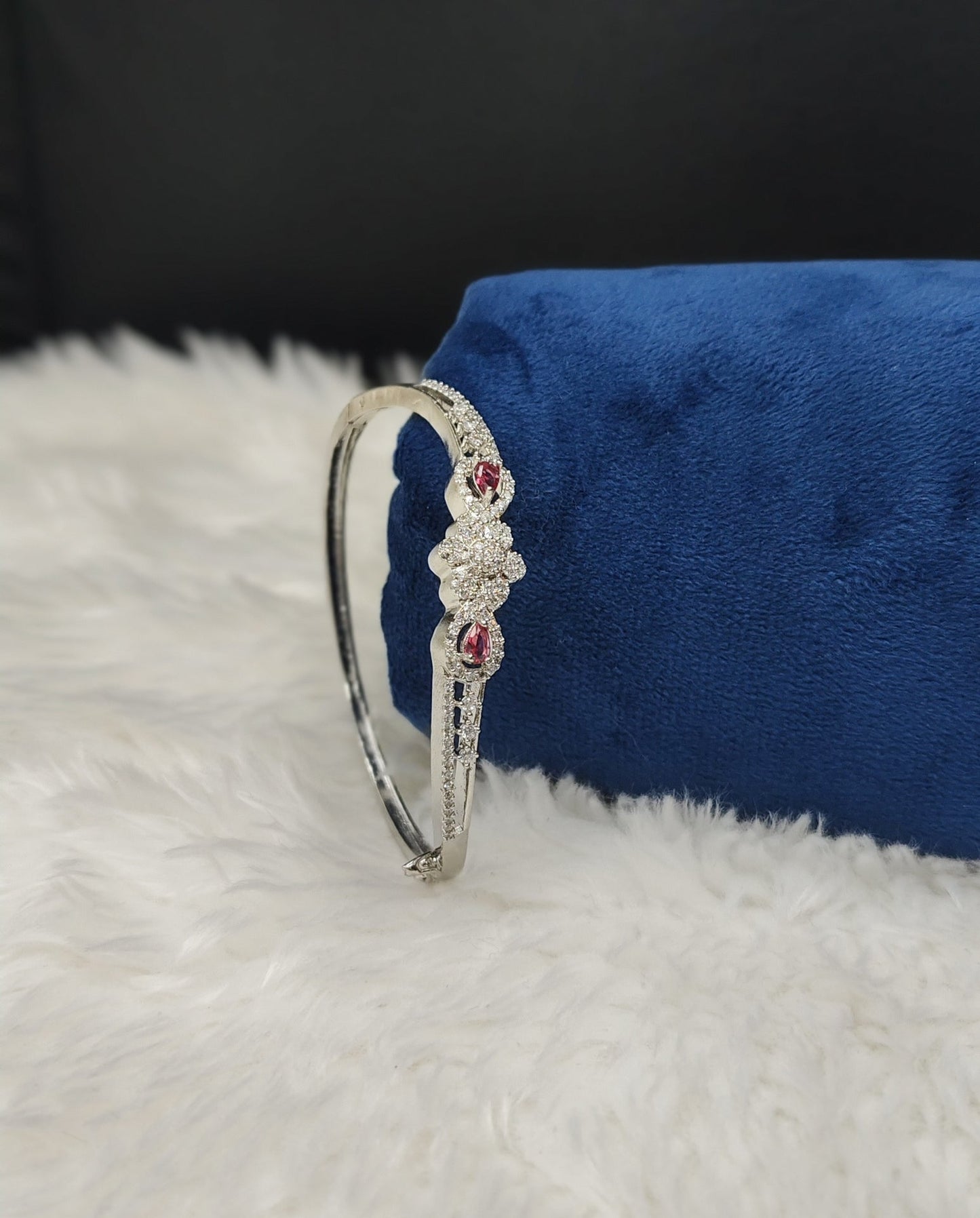 Floral Silver Rhodium AD Bracelet