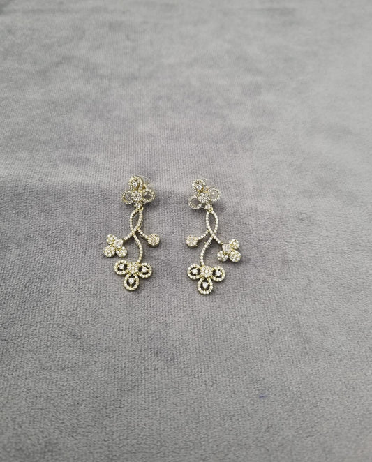 Dainty White Zircon Floral Branch Earrings