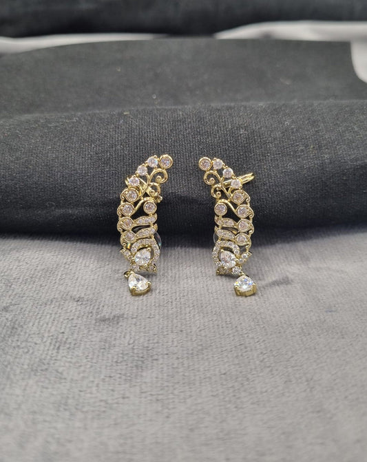 Swirl Ear Climber Earrings – Gold Tone