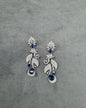 Sapphire Blue Floral Leaf Dangle Earrings