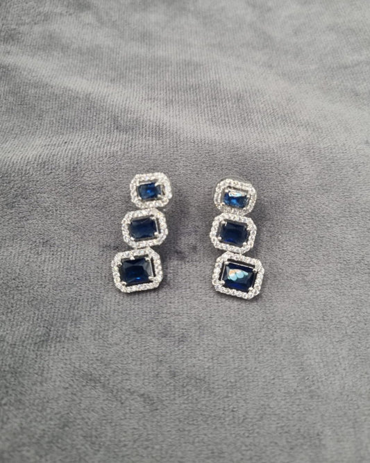 Sapphire Triple Cut Dangle Earrings