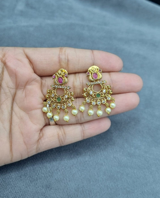 Ethnic Multi-Stone Dangles with Pearl