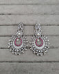 Silver-Tone Pearl Fringed American Diamond Earrings