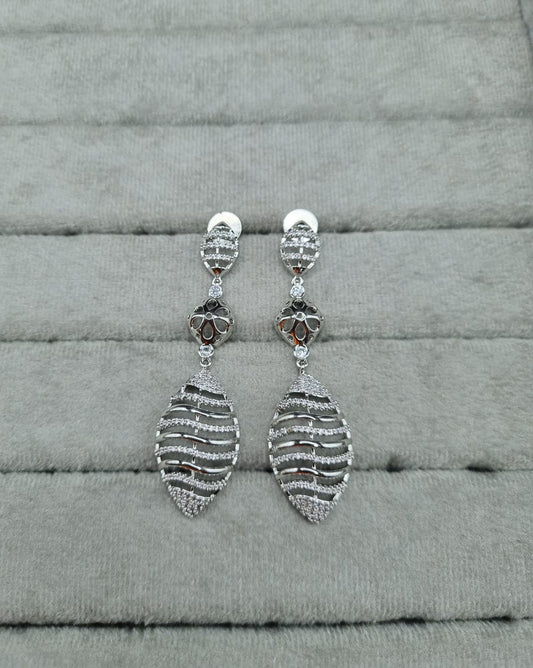 Silver-Plated Long AD Dangle Earring