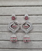 Modern Silver-Plated AD Chandelier Jhumkas