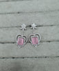 Mint Green & Silver AD Heart Dangle Earrings