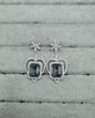 Mint Green & Silver AD Heart Dangle Earrings