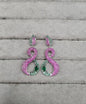 Modern Silver-Plated Pink and Green AD Earrings