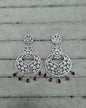 Floral Red & White AD Earrings Drops