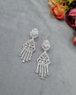 Imperial Green & Silver American Diamond Tassel Earrings