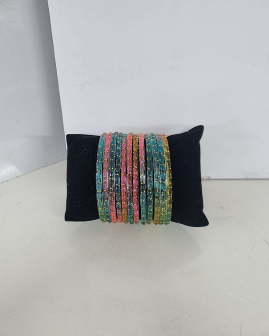 Sparkling Glass Bangles Set