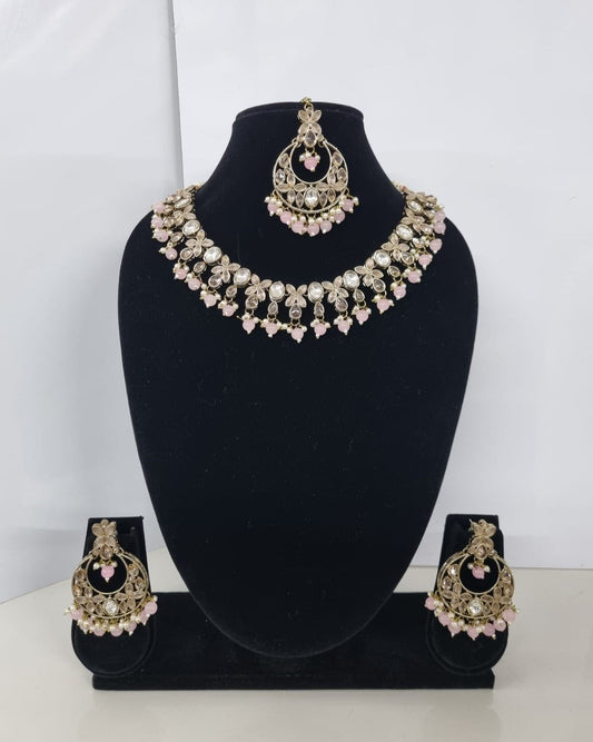 Handcrafted Floral  Antique Gold Plated Necklace Set For woman