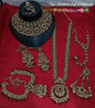 Deep forest green stones & Gold Bridal Jewelry Set