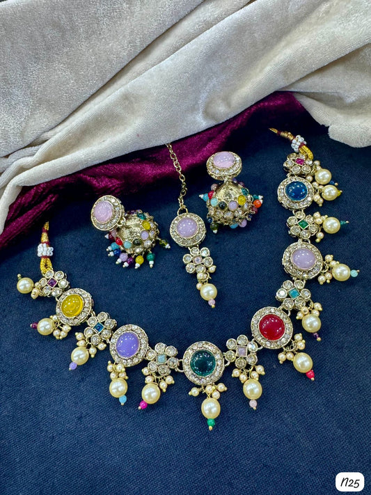 Multy Color Choker Necklace Set