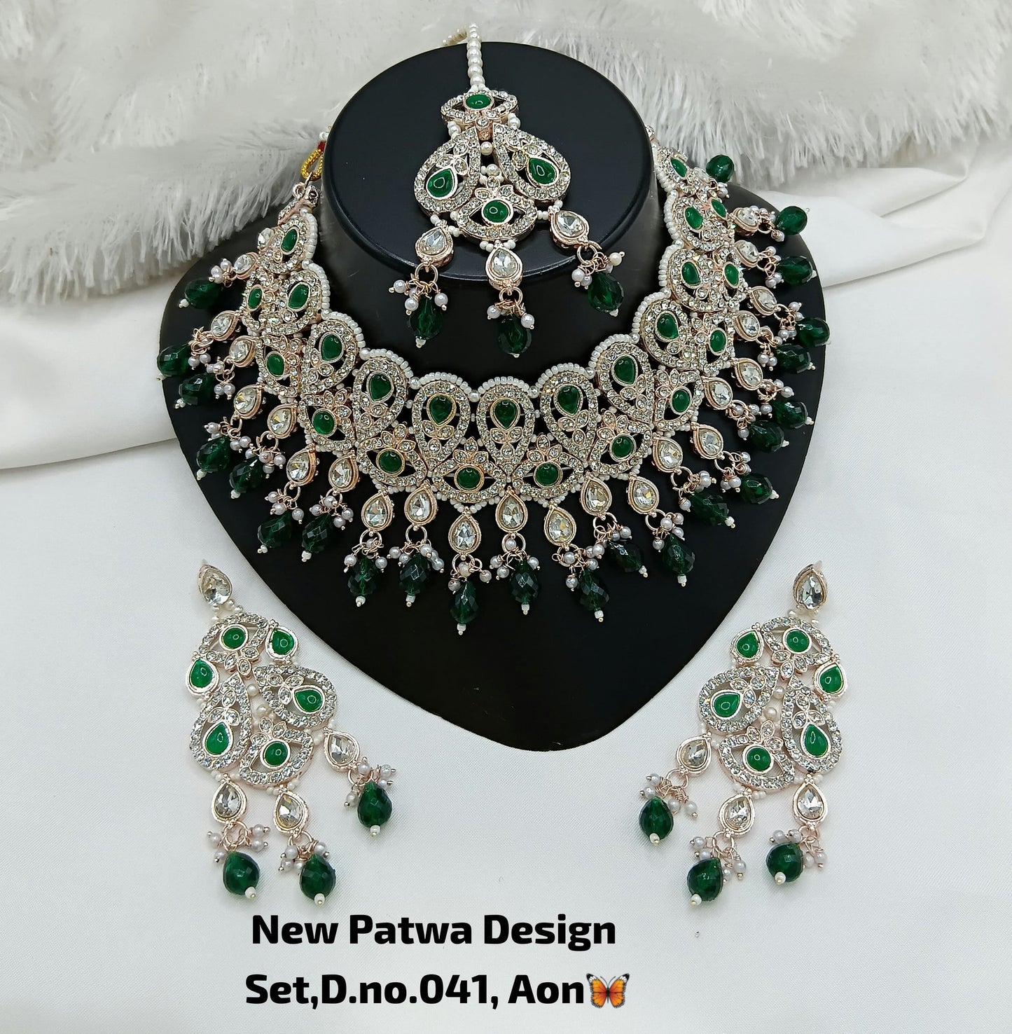 Baby Pink & Rose Gold Patwa Choker Set