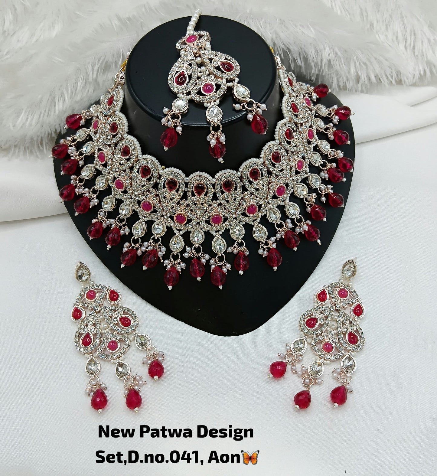 Baby Pink & Rose Gold Patwa Choker Set