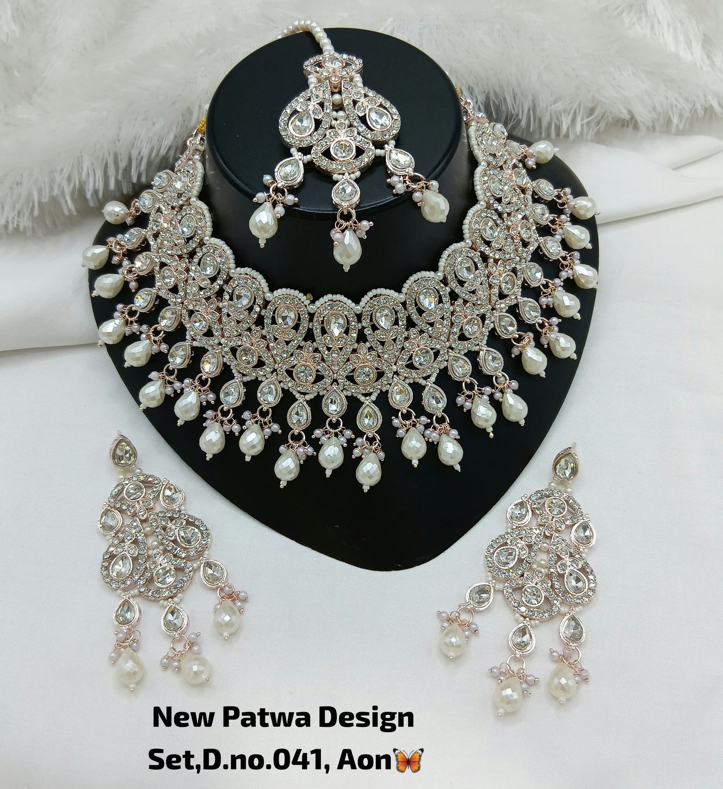 Baby Pink & Rose Gold Patwa Choker Set