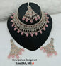 Rani Pink & Rose Gold Patwa Choker Set with Maang Tikka
