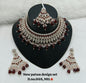 Rani Pink & Rose Gold Patwa Choker Set with Maang Tikka