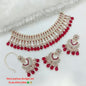 Rose Gold Patwa Choker Set with Lustrous Pearl Droplets