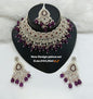 Deep Maroon Gold Patwa Choker Set with Maang Tikka