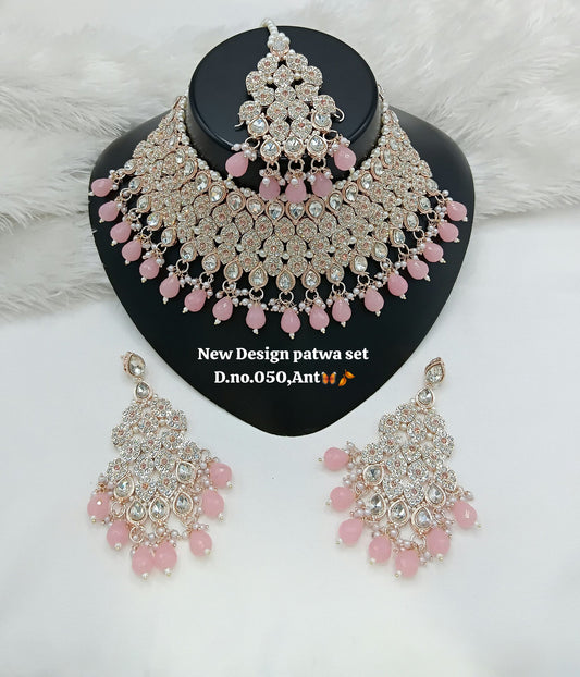 Soft Pink Droplets & Pearl Accents Choker Set