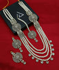 Pearl & White Stone Long Necklace Set
