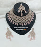 Pastel Pink Droplets Studded Rose Gold Choker Set