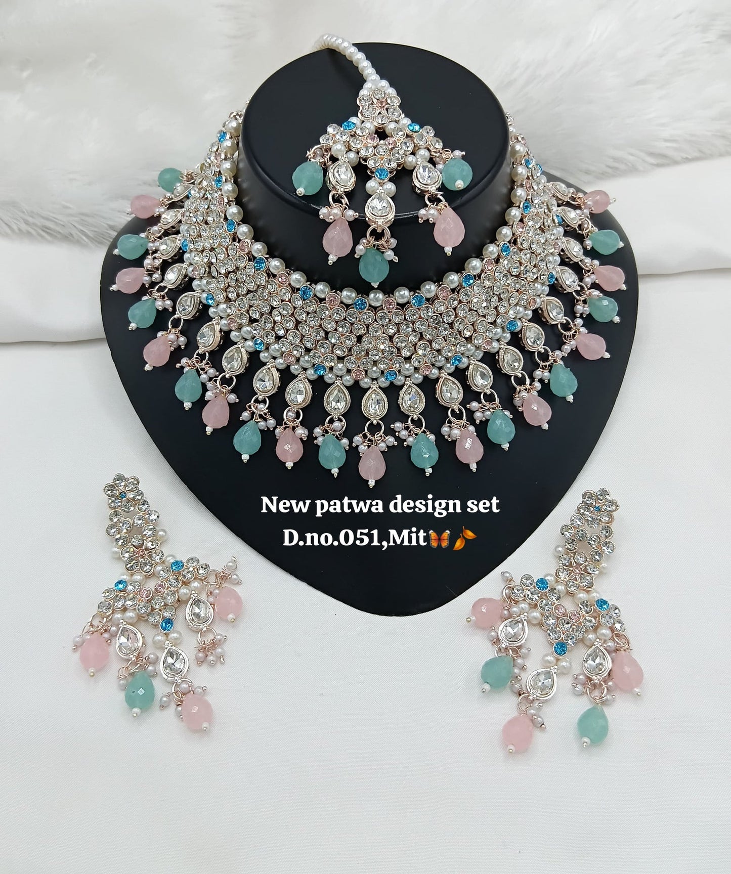Rani Pink Rose Gold Patwa Choker Set