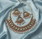 Traditional Antique Gold Finish Choker Necklace Set with Pearl Drop Earrings and Mangtika