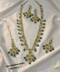 Antique Gold Plated Bridal Set Long Necklace With Earrings & Tikka Set For Woman
