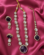 Deep Maroon Kundan Necklace Set with Earring