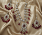 Lavender Lilac Kundan Necklace Set with Frosted Bead Droplets