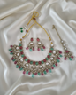 Ruby Pink Handcrafted Droplet Beads Choker Set For Woman