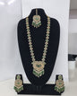 Lavender Purple Heart Shaped Long Necklace Set with Earrings & Maang Tikka