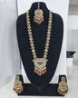 Lavender Purple Heart Shaped Long Necklace Set with Earrings & Maang Tikka
