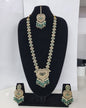 Lavender Purple Heart Shaped Long Necklace Set with Earrings & Maang Tikka