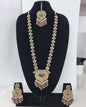 Lavender Purple Heart Shaped Long Necklace Set with Earrings & Maang Tikka