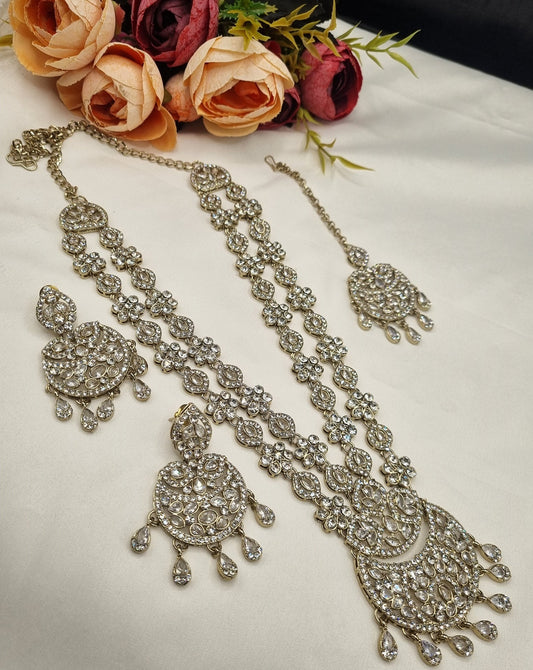 Imperial Floral Statement Jewelry Set with Earrings Mangtika