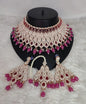 Rose Gold Bridal Choker Set with Crimson Red Teardrop Stones