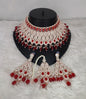 Rose Gold Bridal Choker Set with Crimson Red Teardrop Stones