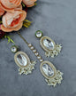 Oval Shape Stone Earrings & Maang Tikka Set