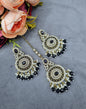 Ornate Circular Earrings & Maangtikka Set with Crystal Accents