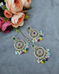 Ornate Circular Earrings & Maangtikka Set with Crystal Accents