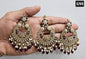 Kundan Chandbali Set - Antique Gold Finish Statement Earrings and Tikka