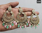 Kundan Chandbali Set - Antique Gold Finish Statement Earrings and Tikka