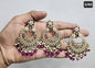 Kundan Chandbali Set - Antique Gold Finish Statement Earrings and Tikka